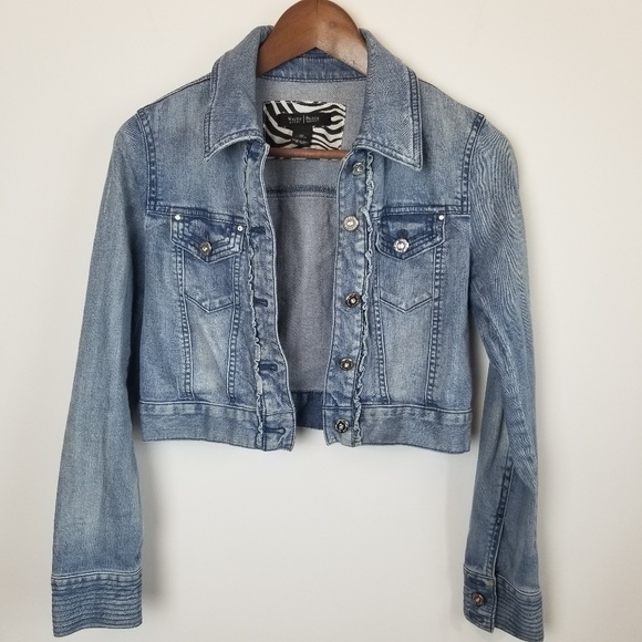 Ruffled Peplum Denim Jacket White House Black Market